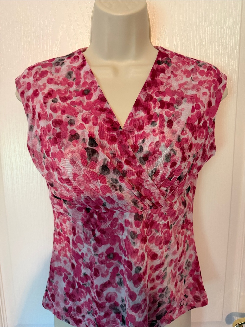 Nue Options Pink Floral Faux-Wrap Blouse